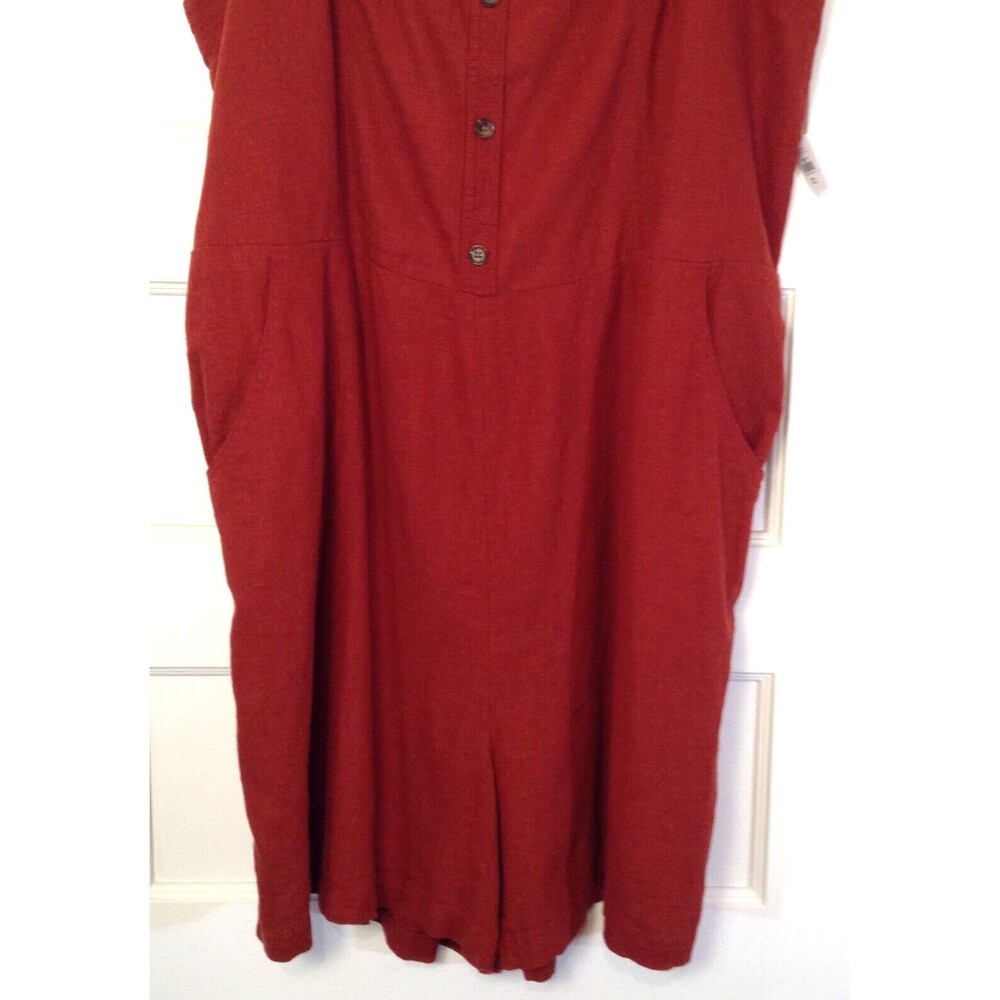 Old Navy Romper Wn 2XLT Rust Orange Short Overalls Back Smocking Pockets Travel - Picture 5 of 13